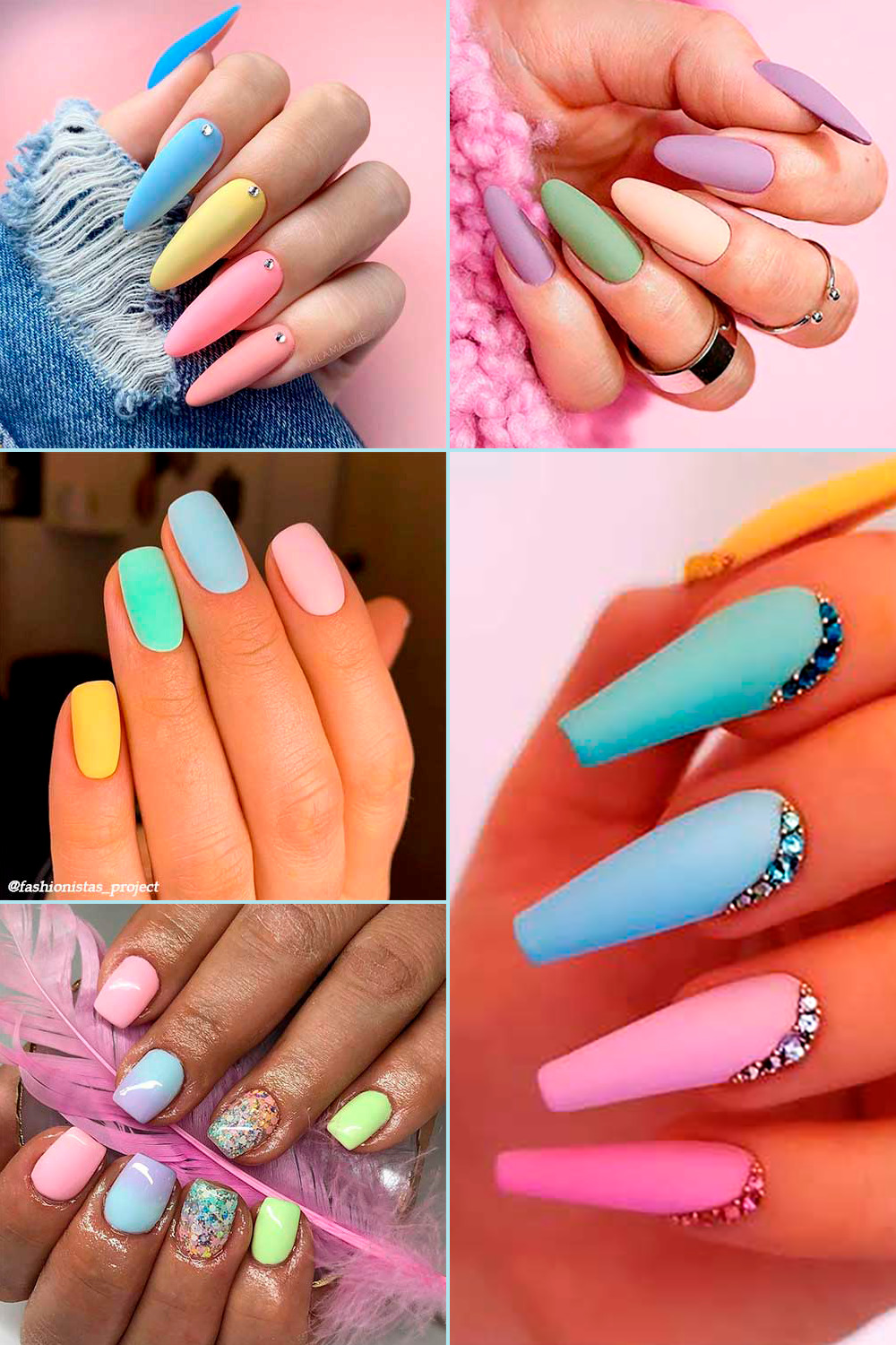 42 Cute Summer Nails For 2022 For Every Style : Skittle Colour Nails