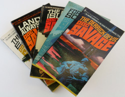 hevelincollection:  Here are some paperbacks from the iconic Bantam Books edition of Doc Savage.  The Bantam editions are re-prints of the original novels with covers by artist James Bama.  Bama used Steve Holland, the actor who portrayed Flash Gordon