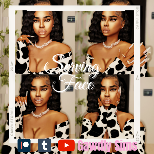 gawdlysims:“Serving Face Pose Pack"Includes:4 poses (For Blender & In-game)Custom Thumbnail