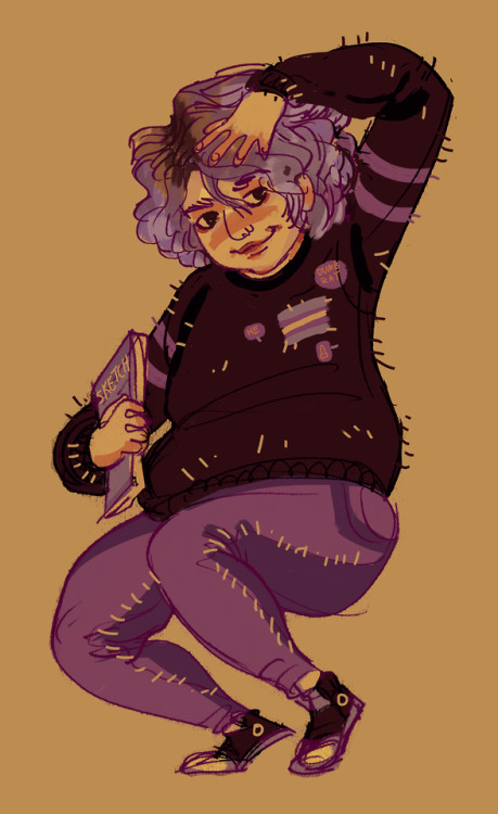 colored an old self portrait. was gonna use this in the author section of a zine i still wanna put t
