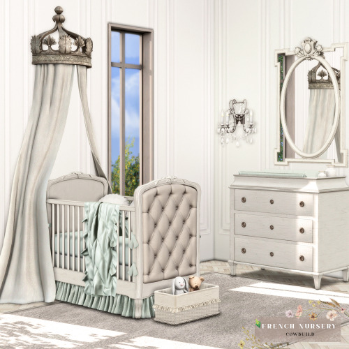 cowbuild: January2022 CC Set (2) - French Nursery The crib is functional with mod.GET THEM FOR YOUR 