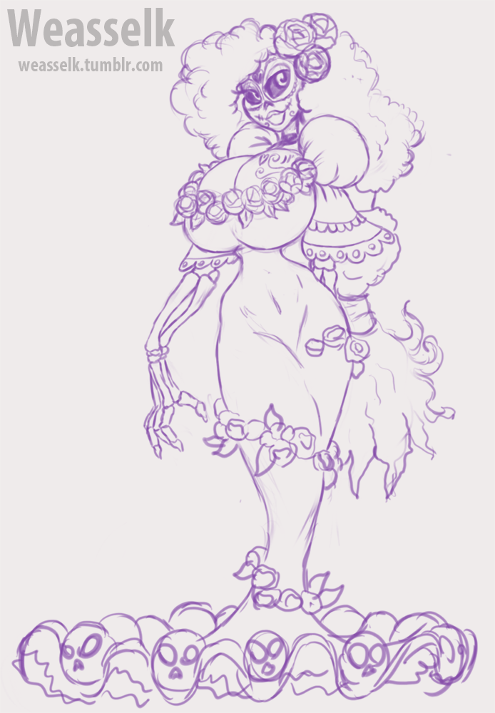 weasselk: La Calavera Catrina. Doodle from a stream. &lt;3 &lt;3 &lt;3