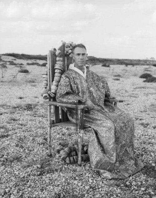 Derek Jarman on the set of “The Garden” photographed by Howard Sooley.