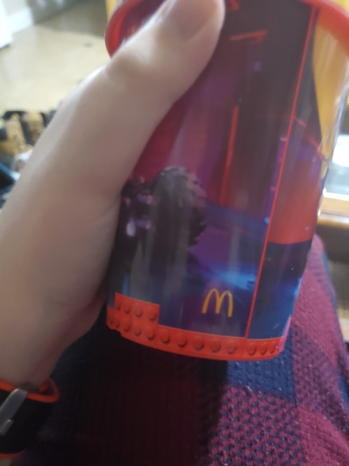 When You Still Have A Lego Batman McDonald's Cup From 2017 With The Lid On It Still