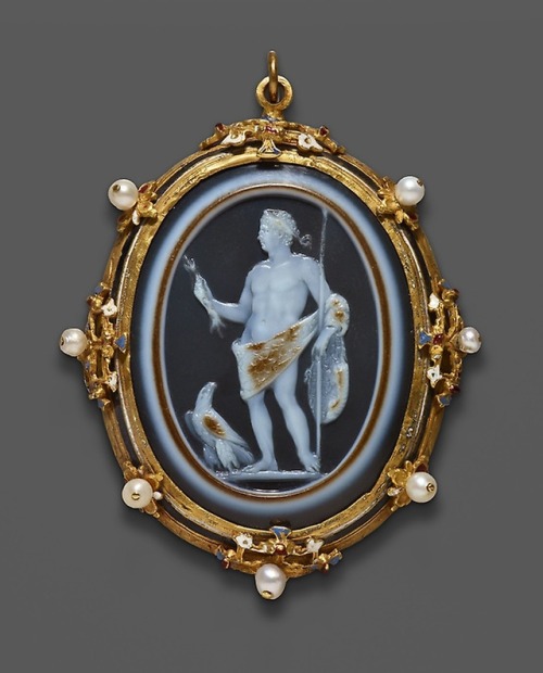 theancientwayoflife:~ Cameo Portraying Emperor Claudius as Jupiter. Date: Cameo: A.D. 41-54; Mount: 