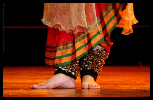 The ankle bells worn by Indian classical dancers are an essential element of the dance. The sound of