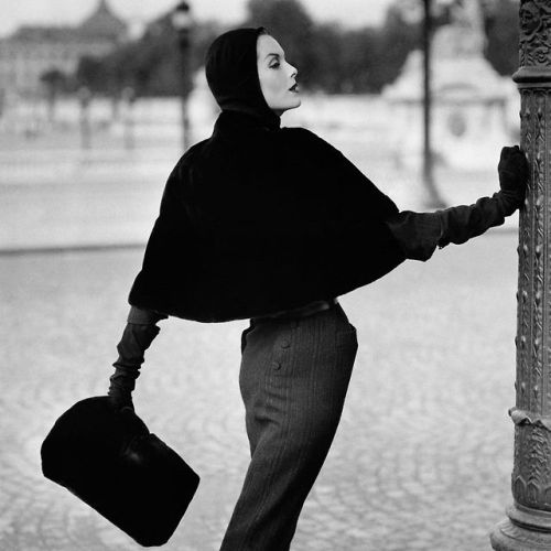 sendommager: Vogue, 1955.Anne St. Marie wearing a cover cope by Pierre Balmain photographed by Henry