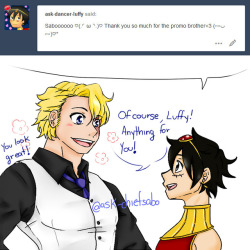 ask-chiefsabo:  “Dancing with you is so much fun, Luffy, Haha” @ask-dancer-luffy