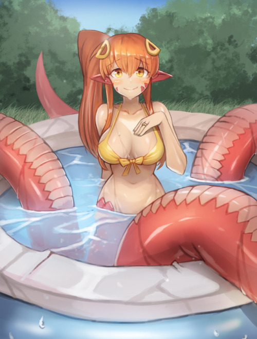 monstagurls: Miia cooling herself off in the summer by sookmo  ❤︎ Source