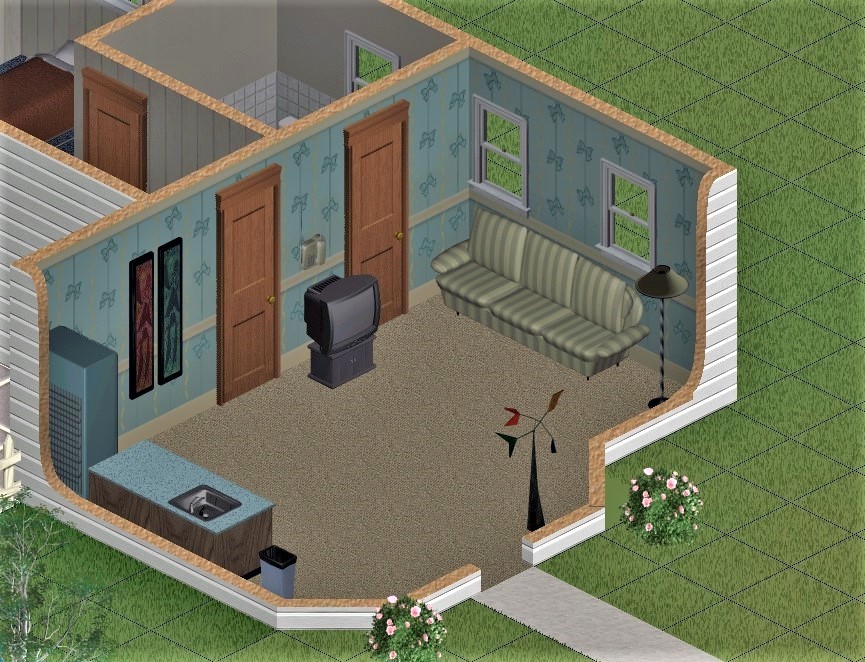 weirdsimsinhistory:A quintessential early 2000s home decor in Sims 1