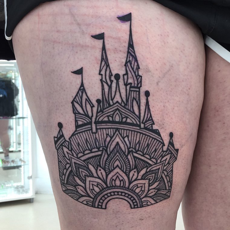   on Instagram Disney castle for fehrjordyn  thanks girl  always a great time working with you      disneytattoo  disneycastle