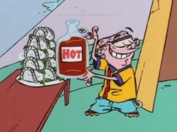 yelnatszeroni: taylorrdenise: One of my favorite schemes of Ed, Edd, and Eddy is when they tried to sell paper plate, grass, dandelion, orange crayon tacos  and it was also how we found out double d was black because he drank half that gallon of hot sauce