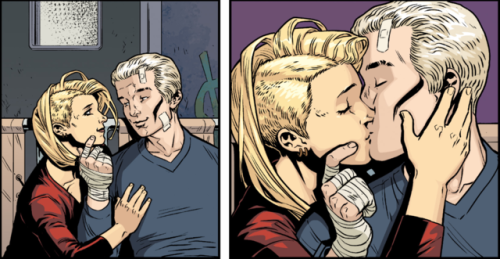 lilyginnyblackv2:Spuffy Kiss - “I love you, too.”Umf…Spike’s face in that first panel! And his finge