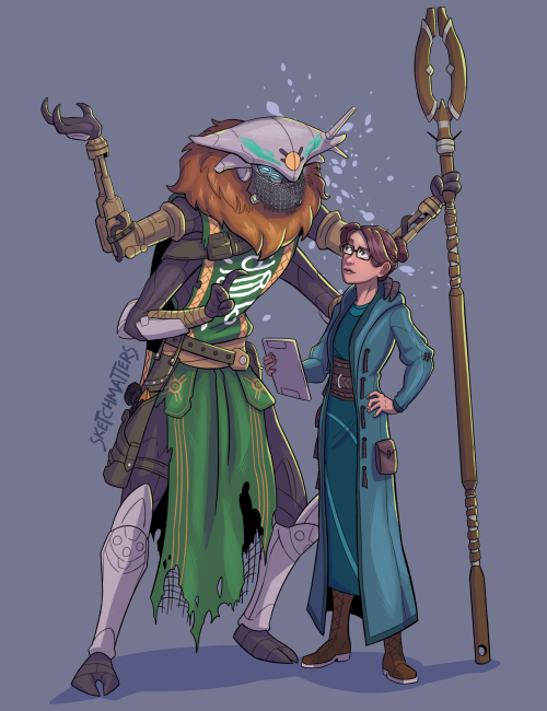 Commission for @intrepiddreamx of their character Meren Hale and Variks, this was a lot of fun to dr