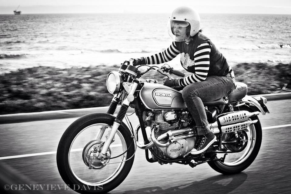 motolady:  Tyra Fuller from SoCal riding her 1973 Honda CL350 Scrambler, photo