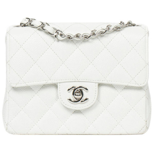 Pre-owned Mini Classic Flap White ❤ liked on Polyvore (see more leather shoulder bags)