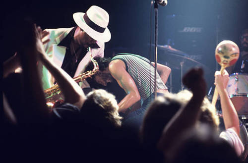 brucespringsteen: Clarence Clemons and Bruce Springsteen of the E Street Band performing at Alex Coo