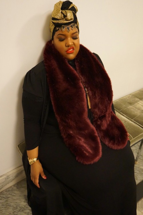 lvernon20:  Just chillin with a beat face and faux fur. 💋💋💋  Yall check out my fat fashion shenanigans on Instagram @ Lvernon2000   Www.beautyandthemuse.net   God damn stunning