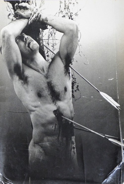 dayum62: Yukio Mishima as saint Sebastian