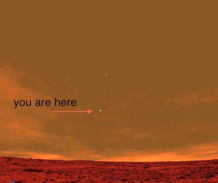 Here.
Back.
View of Earth from Mars.