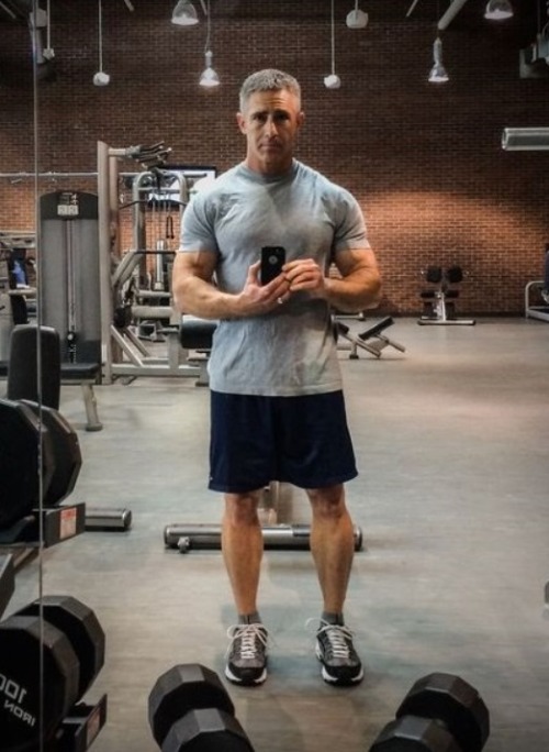 wantmeadaddy:  Grey hair, thick forearms, and those calves..my trifecta!