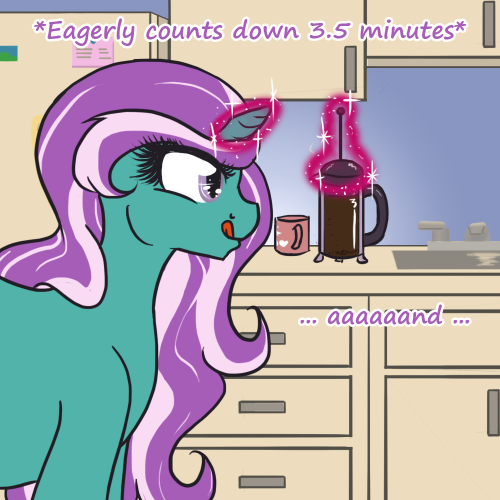 askbountybliss:“I need my go-juice before I can do justice to that little tale!” –  This will be the beginning of a story arc for Ask Bliss. We’re going to learn a bit about what she was like in her teens, and somepony very important to her life