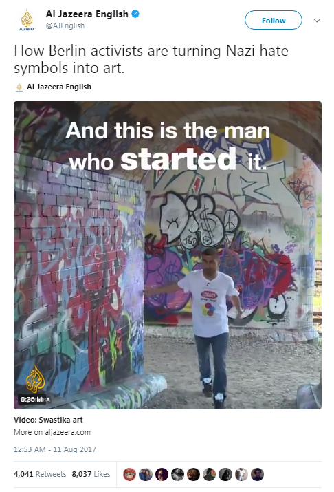 thetrippytrip:  That’s what people in the post-nazi country do. They do it because they know that hate should not be celebrated. Their country learned the lesson. I wonder when America will finally learn this lesson.Just like these German activists