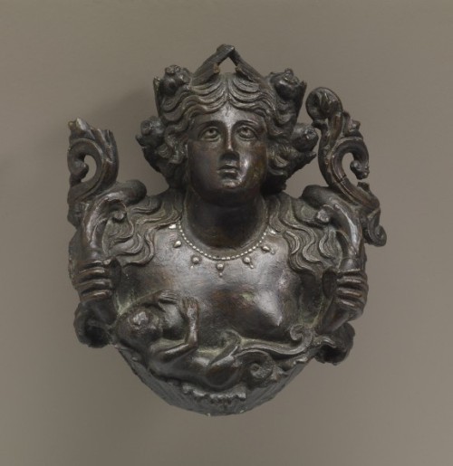 Gaia, Roman, vessel embellishment, bronze with silver inlay, 1st century CE. Provenance: Egypt. Coll