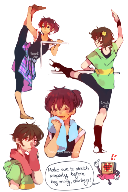 houdidesu:Will I ever stop drawing these kids doing ballet? (probably not) Getting ready for pract