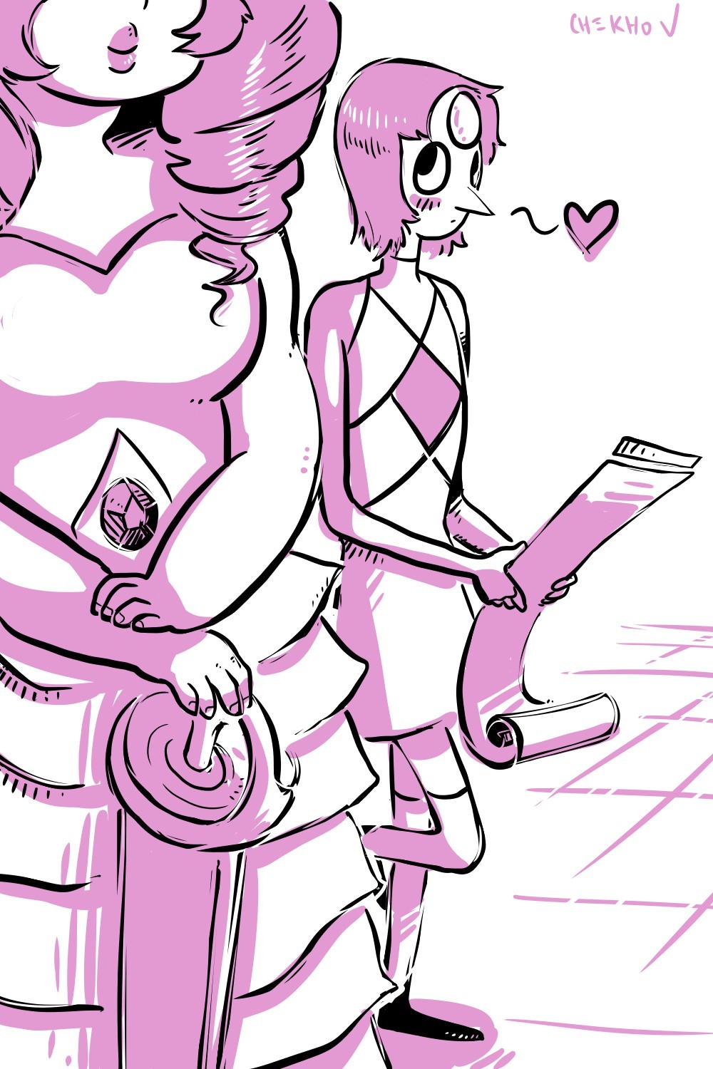 chekhovandowl:  quick doodle of the 5000 year unrequited love and pearl’s very
