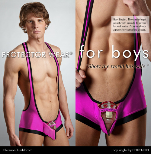 chirenon:  PROTECTOR WEAR for boys. “Show the world he’s safe” with the latest fashions designed to be worn with chastity protectors.