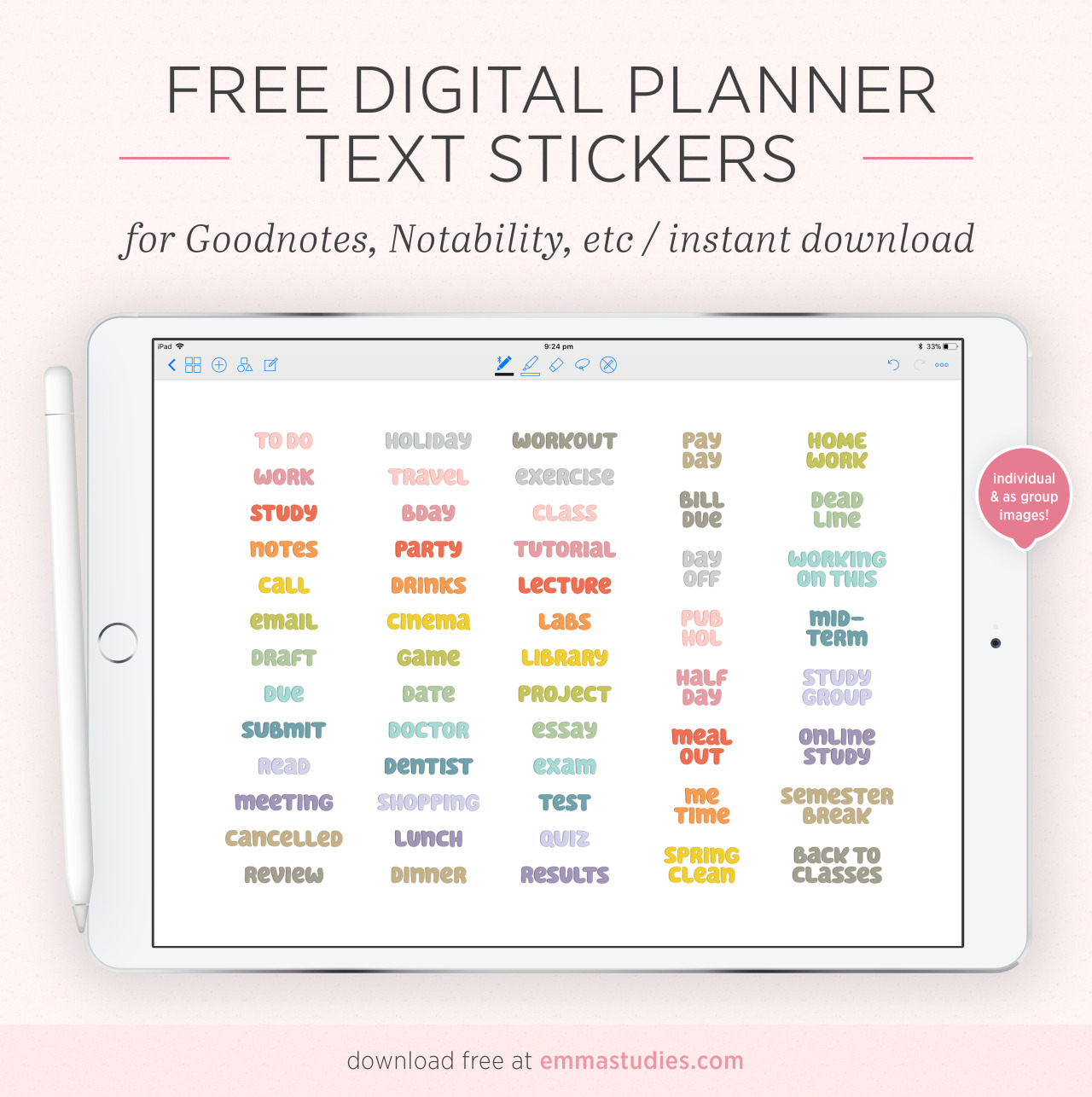 Free Digital Stickers for GoodNotes, Feel free to download with