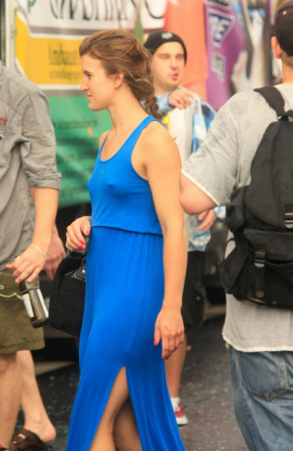 Pokies in a blue dress