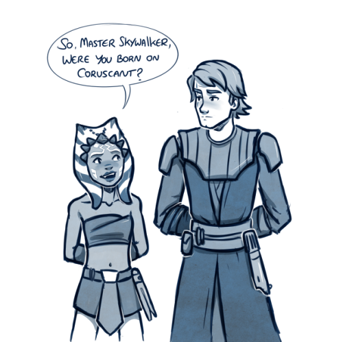 critter-of-habit:Ahsoka regrets trying to make small talk with her new master. Inspired by:   
