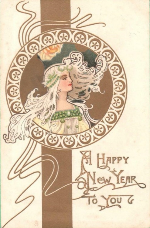 Art Nouveau New Year’s postcard, 1903