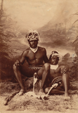 yearningforunity:  Portrait of two Kanaks, New Caledonia Melanesia Circa 1890 Photo: Charles Nething 