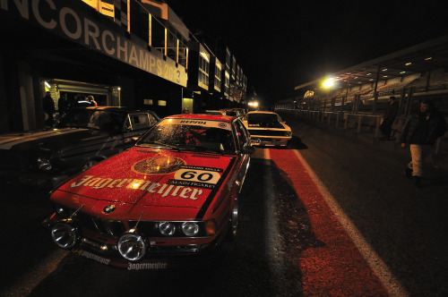 Last Race by Rob Scorah.BMW 635 racer in the pits after the last night race, Spa Classic 2013.(par R