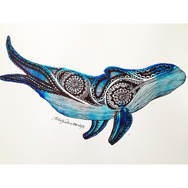 felicitypalmateer:  🐋🐳#mandala #whales #paisley #myart (at Margaret River Rivermouth)