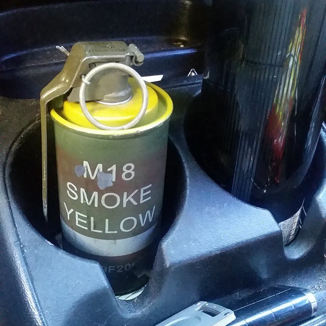 huffwell:And they say cup holders are too big in America. Mine fits the essentials