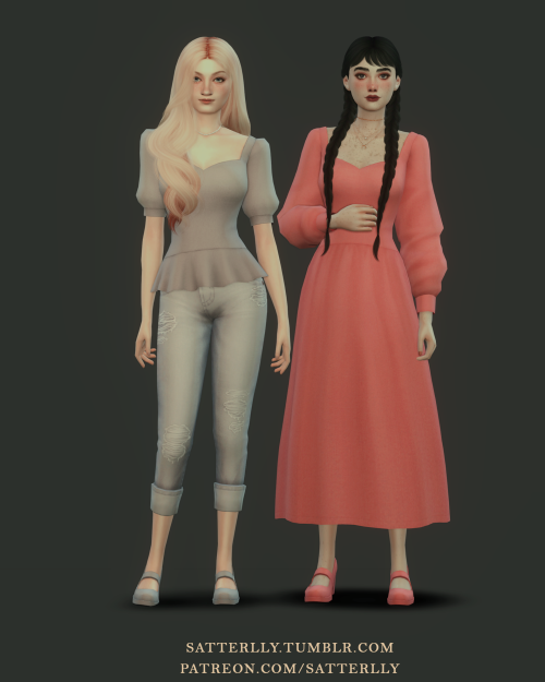 satterlly:Set - TessaNew mesh (EA-mesh edit)Hat + 3 Dresses + 4 Tops + Pants + ShoesDresses: 35 swat