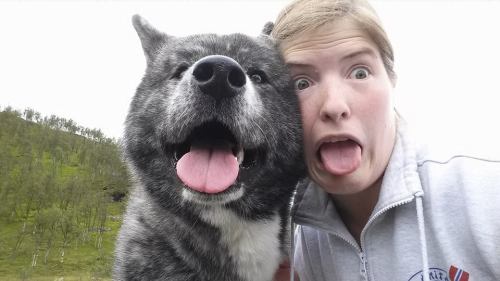 Me and Tanuki catching our breath after today&rsquo;s hike. 