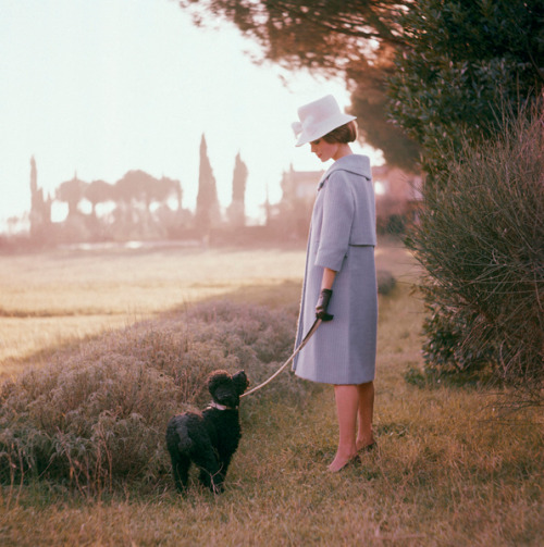 Mark Shaw, Parisian Woman in the Countryside With Her Poodle