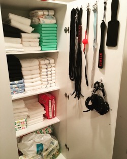 diaperguy21:  comicbookfan89:  Just added some hooks to the diaper closet so I could hang up some of my toys!  Hot