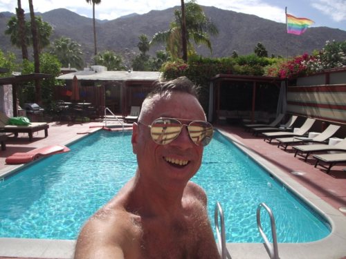 The Mountain, the Pool, the Sun-Shine, Me in my Mirror Shades, Where else but Palm Springs! Sadly To