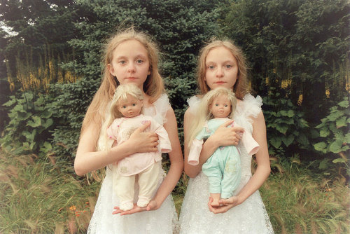 sixpenceee:  Erna and Hrefna are identical twins from Iceland who have been photographed every year by Japanese photographer Ariko Inaoka, beginning when they were nine years old in 2009. Ariko intends to visit them every year until they are sixteen years