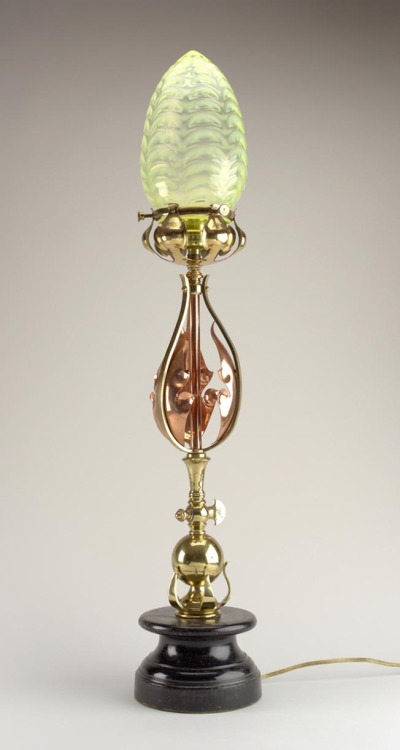 design-is-fine:William Arthur Smith Benson, Table lamp, 1900. Made by James Powell &amp; Sons. E