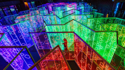 thedesigndome:  Psychedelic Light Installation   Brut Deluxe, an architecture and design firm has composed a spellbinding light installation for the Luneng Sanya Bay Light and Art Festival in China, an immersive experience that invite audiences to feel