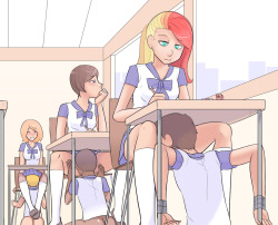 dolria1: markgrifter:  Somewhere on my blog I have the non-coloured versions of these beauties. Colour is always better. Artwork by Nobody In Particular.  i would like to go to this futa school to be used by all futas there :3 