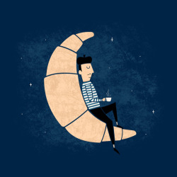threadless:  Baked in a buttery flaky crust!“Ze Croissant Moon” by Teo Zirinis