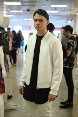 mcfurry:  We’re working with a new brand called Berhold. Check out this Neoprene jacket I tried on at their gallery, London Collections: Mens.  